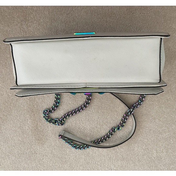 REBECCA MINKOFF WHITE LEATHER CROSSBODY / SHOULDER BAG WITH RAINBOW HARDWARE - Picture 12 of 16